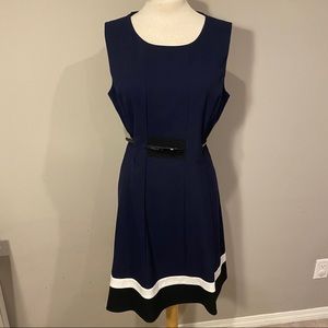 Navy dress with unique belt